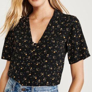 Abercrombie & Fitch Black Floral Blouse